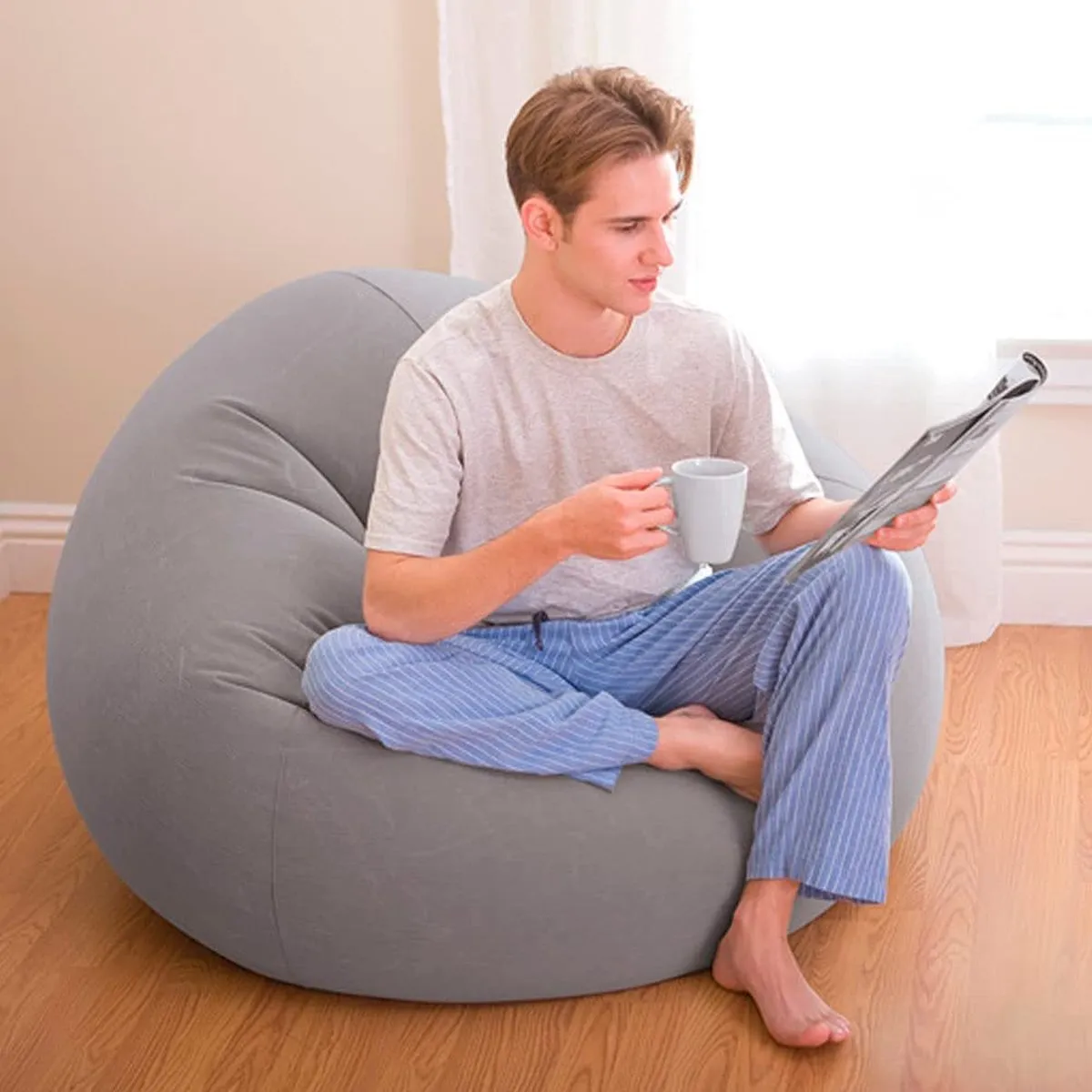 Intex Beanless Bag Chair Opblaasbare Stoel 100cm - Grijs - afbeelding 3 van 6