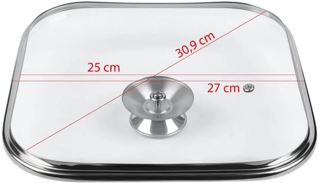 Orion Grande Glazen Deksel 27x27cm - Transparant/Zilver - afbeelding 3 van 6
