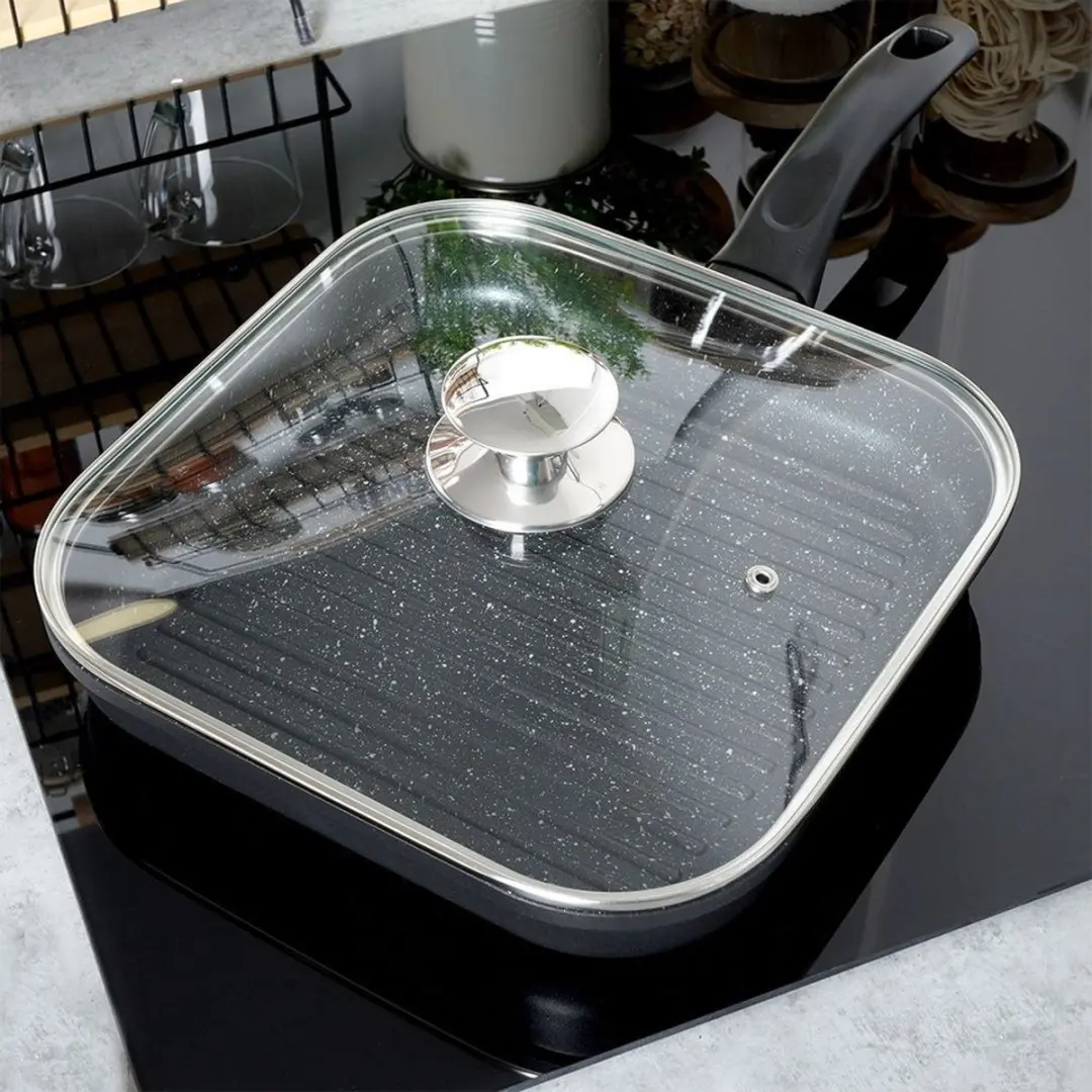 Orion Grande Glazen Deksel 27x27cm - Transparant/Zilver - afbeelding 5 van 6