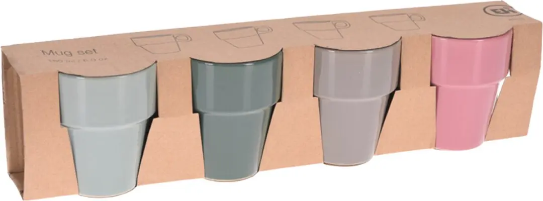 Excellent Houseware Gekleurde Bekers 4-delig - 180ml - Multi