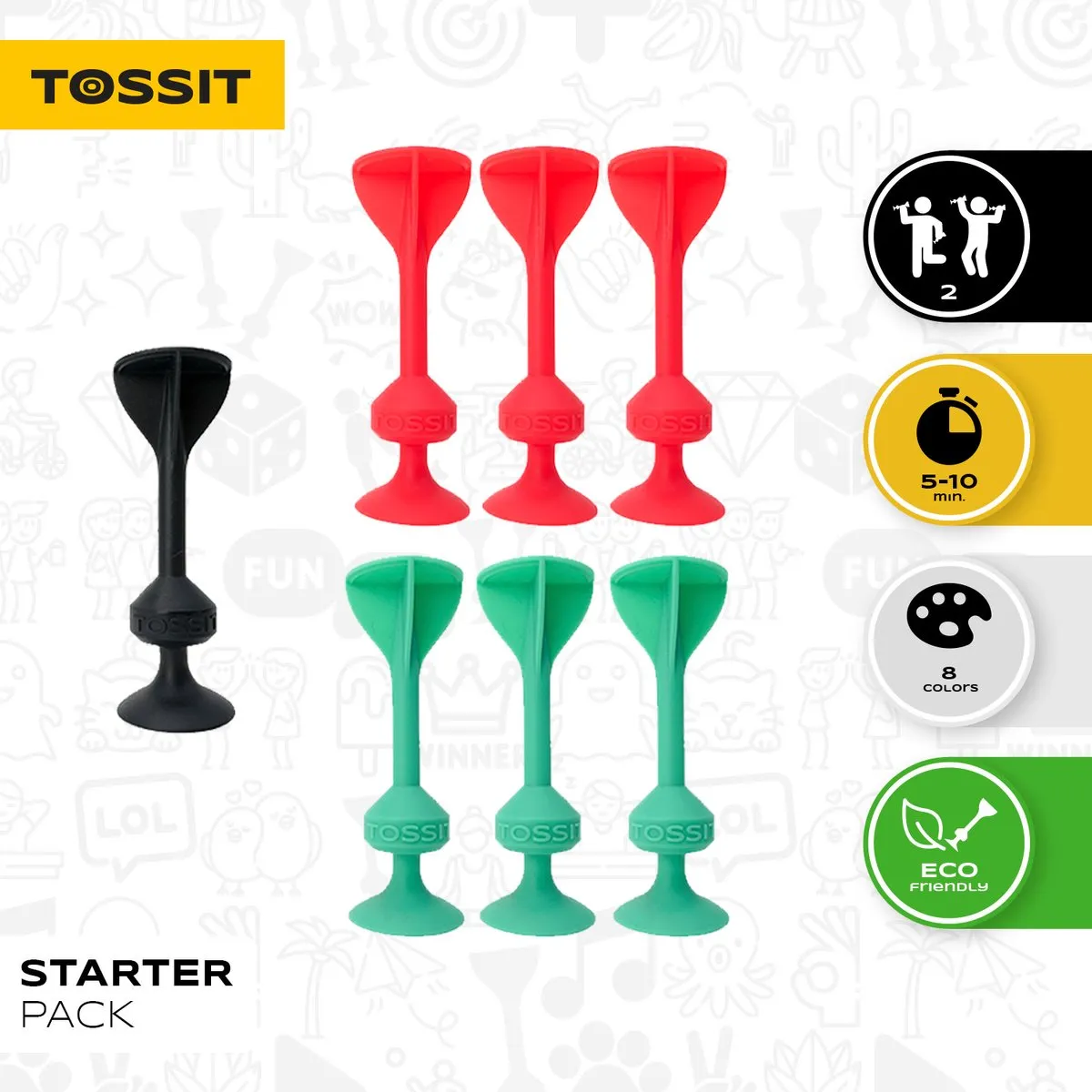 999 Games Tossit Starter Pack Darts - 7 Pijlen - Rood/Turquoise