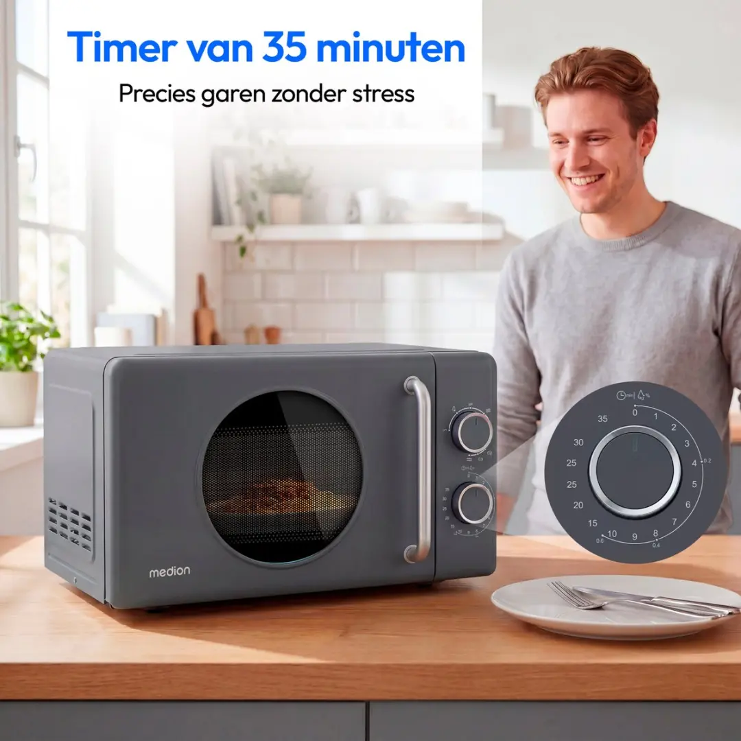 Medion Retro Magnetron MD100119 - 20L - 800W - Donkergrijs