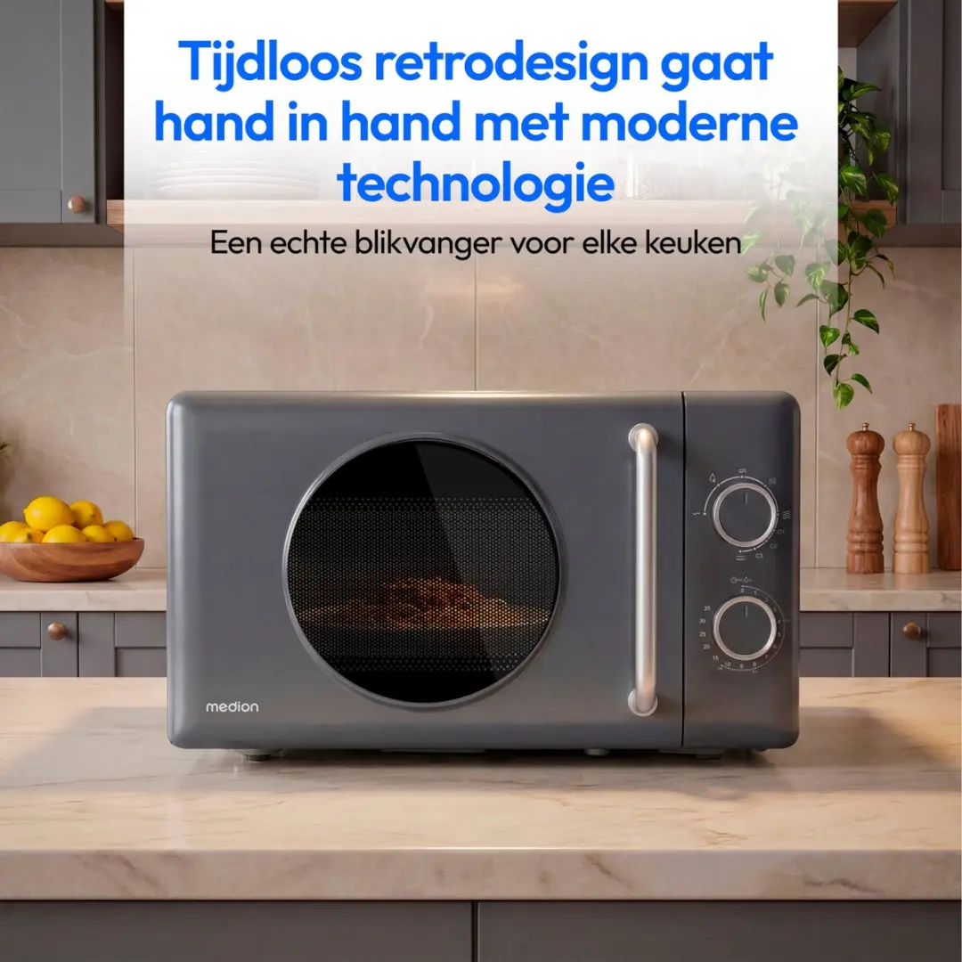Medion Retro Magnetron MD100119 - 20L - 800W - Donkergrijs