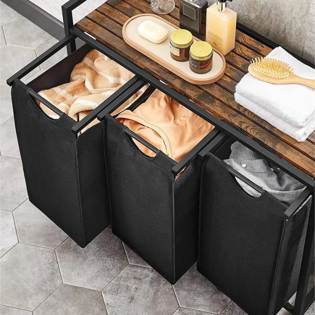 Songmics Wasmand 3 Compartimenten 114L - Noir - afbeelding 6 van 6