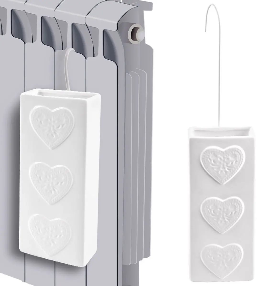 Orion Hearts Radiator Luchtbevochtiger 300ml - Keramisch - Wit - afbeelding 3 van 6