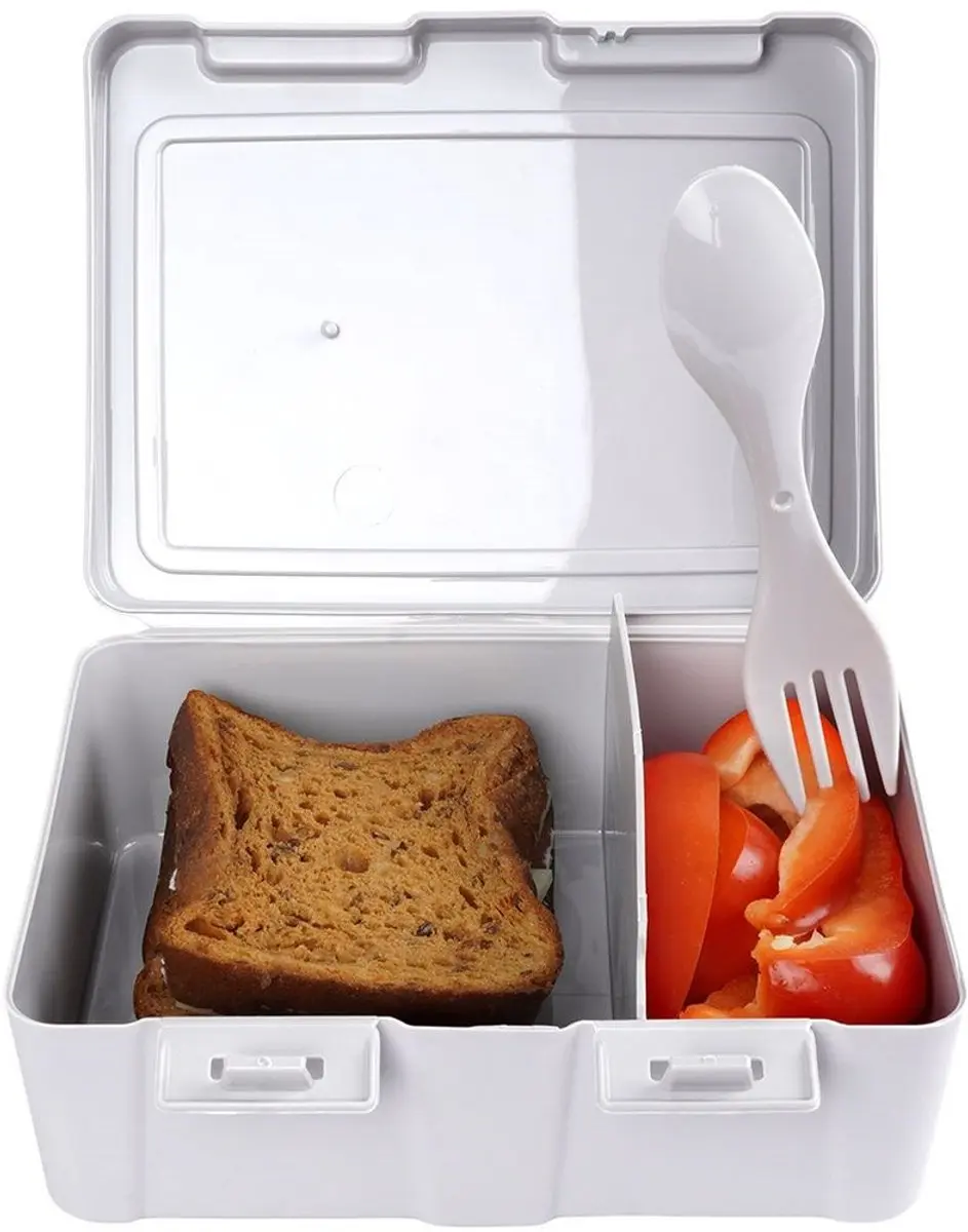 Orion Lunchbox 1L Grijs met Hartjes - Inclusief Bestek - afbeelding 6 van 6
