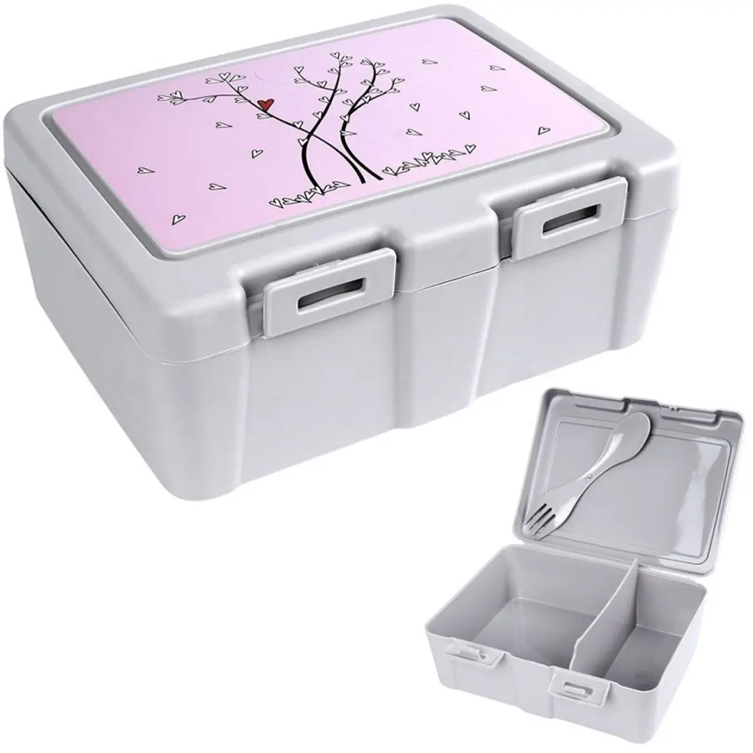 Orion Lunchbox 1L Grijs met Hartjes
