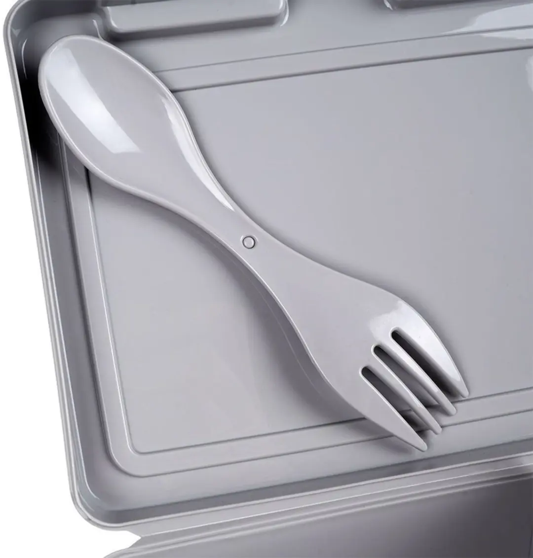 Orion Lunchbox 1L Grijs met Hartjes - Inclusief Bestek