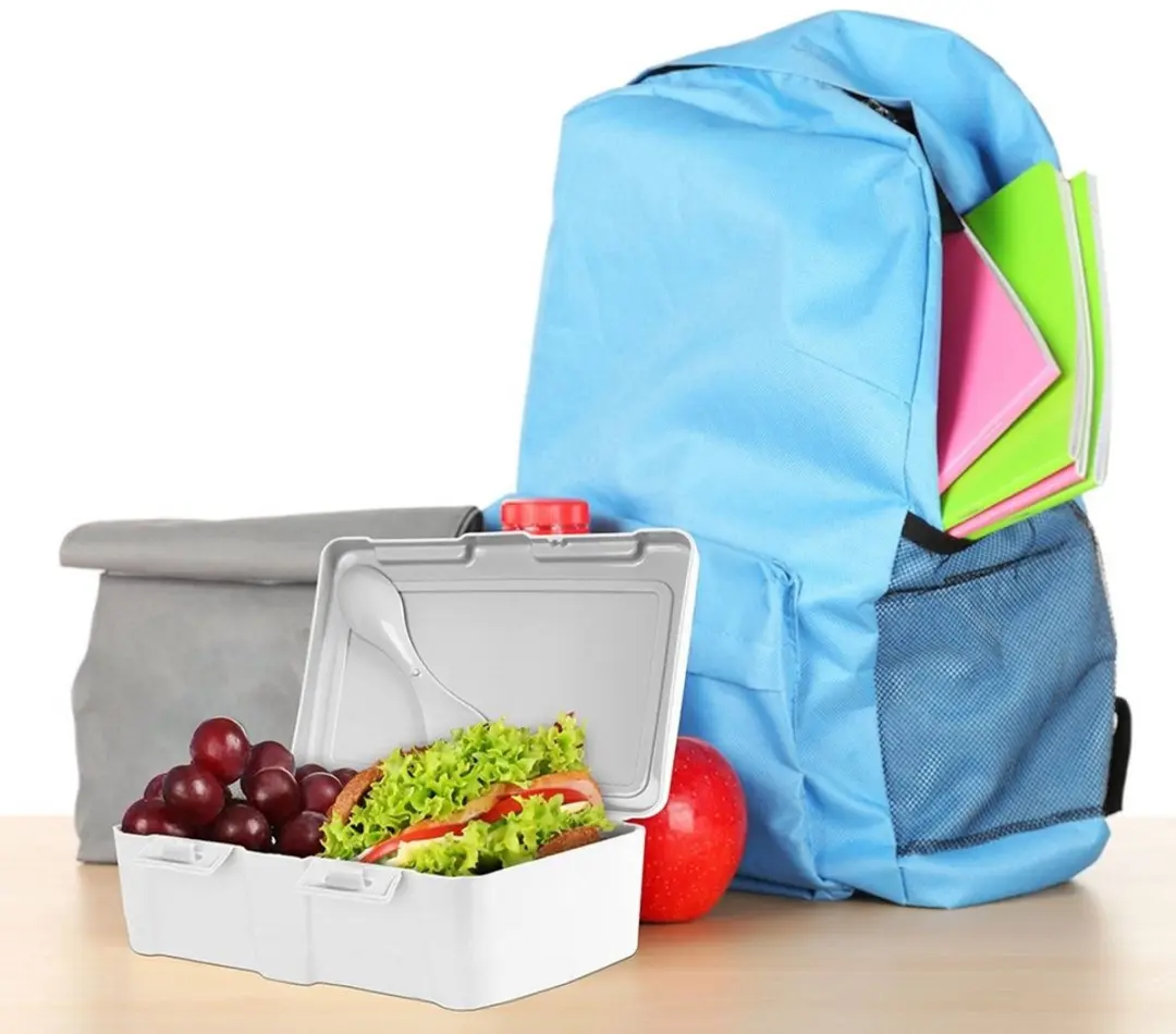 Orion Lunchbox 1L Grijs met Hartjes - Inclusief Bestek