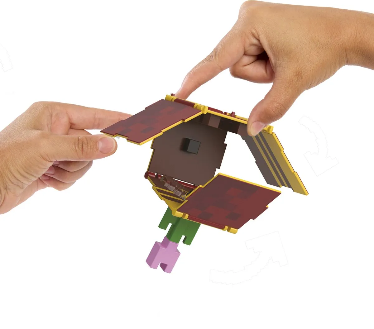 Mattel Minecraft Flippin' Figs Bee + Flower Pot HTL51 - Bruin/Geel