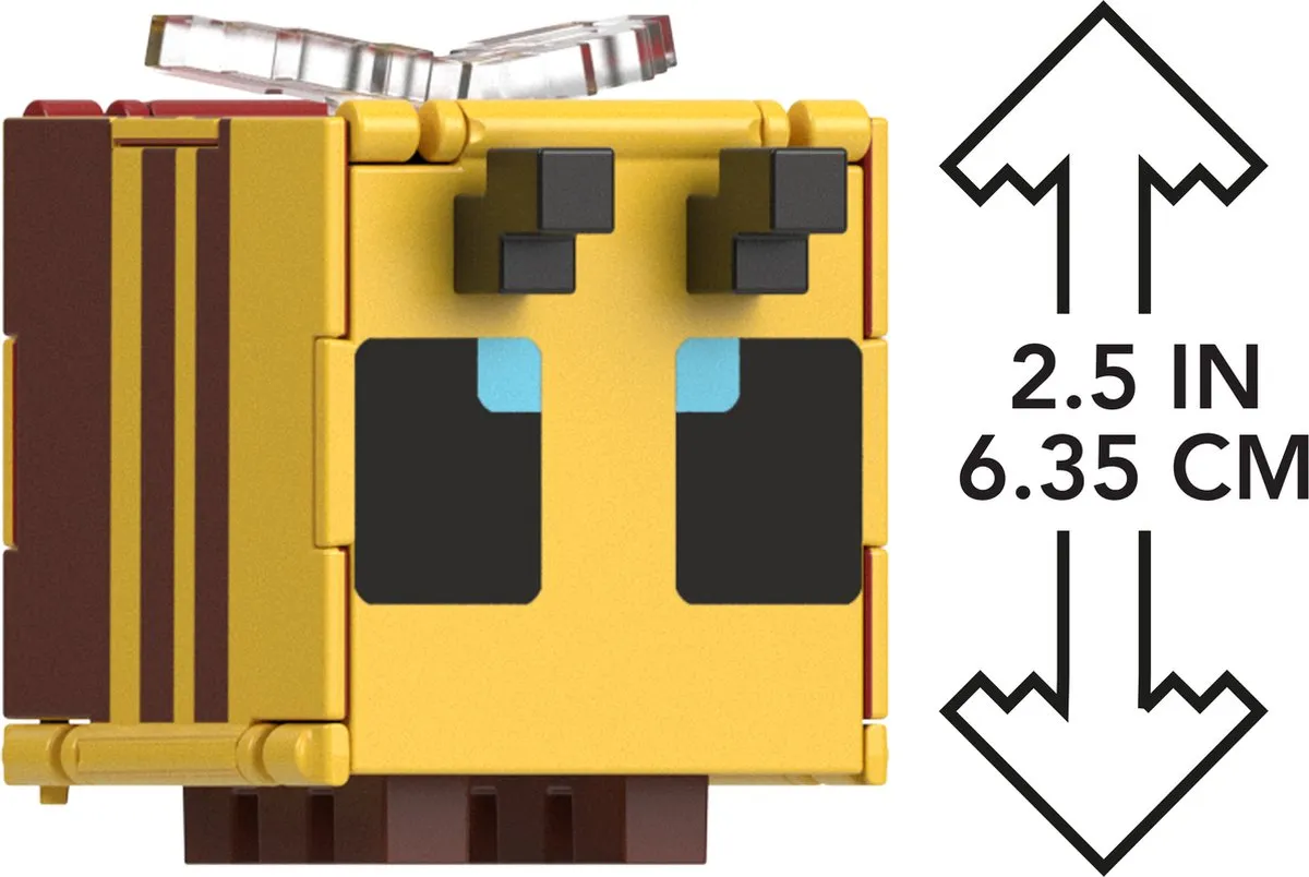 Mattel Minecraft Flippin' Figs Bee + Flower Pot HTL51 - Bruin/Geel