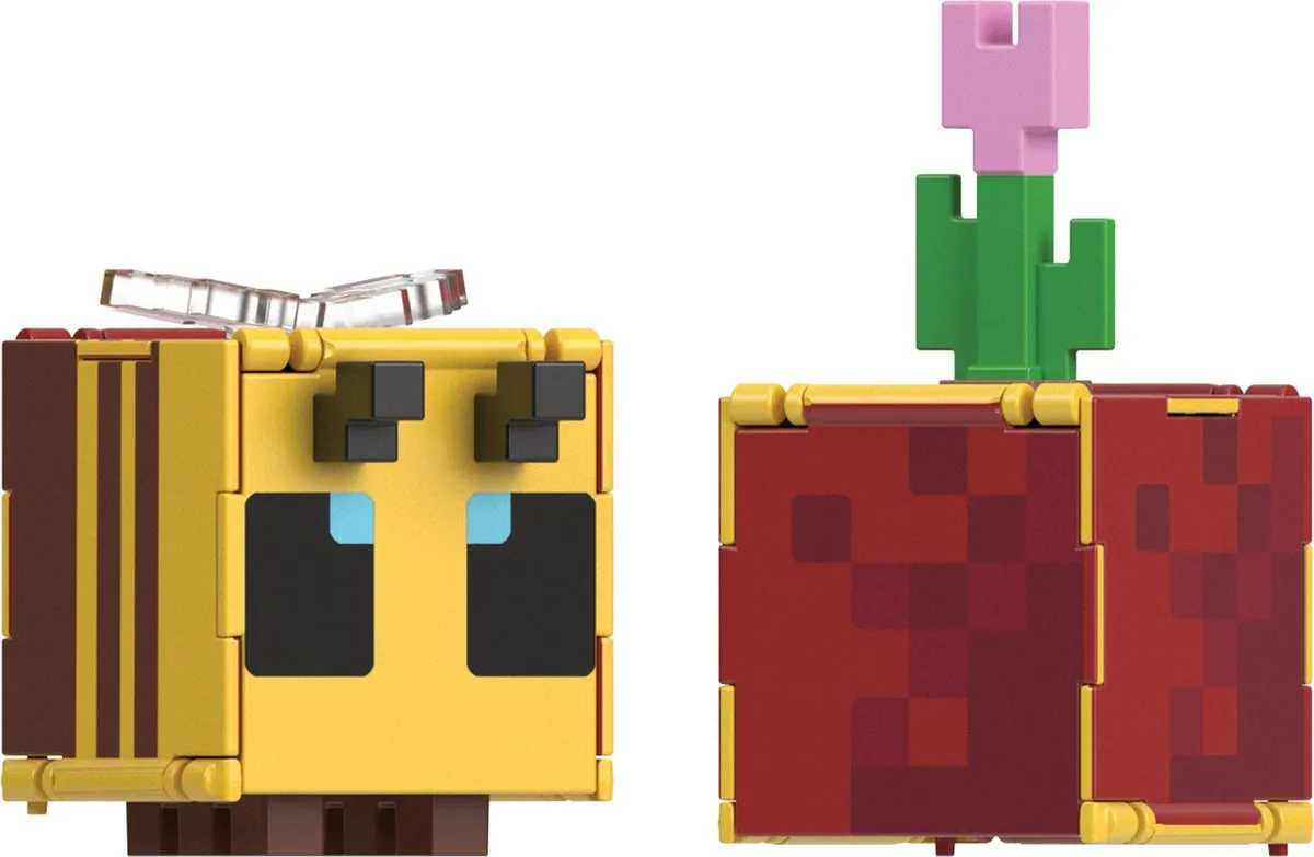 Mattel Minecraft Flippin' Figs Bee + Flower Pot HTL51