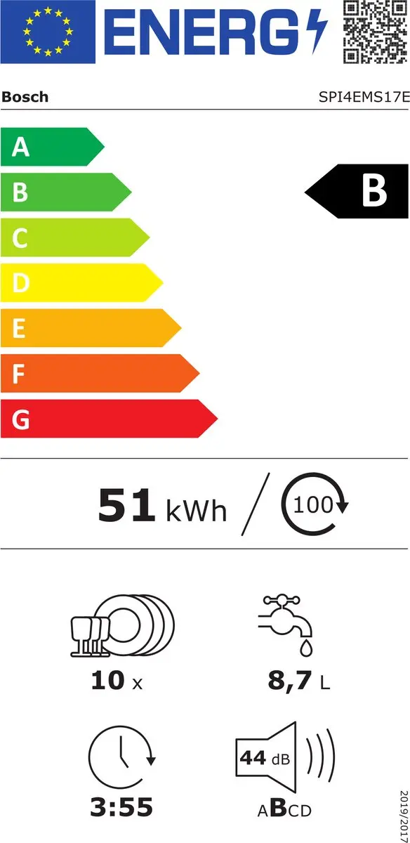 Bosch SPI4EMS17E Vaatwasser 10 Couverts - RVS