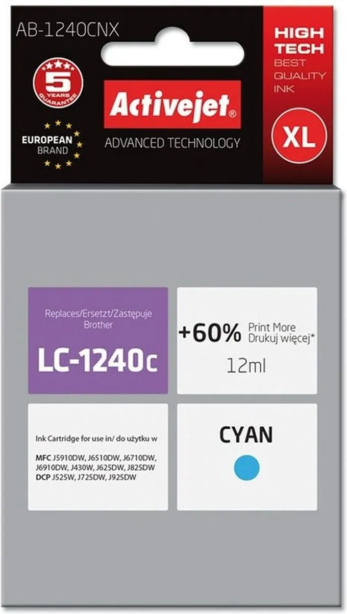 Brother Activejet AB-1240CNX Cyaan XL Inktcartridge
