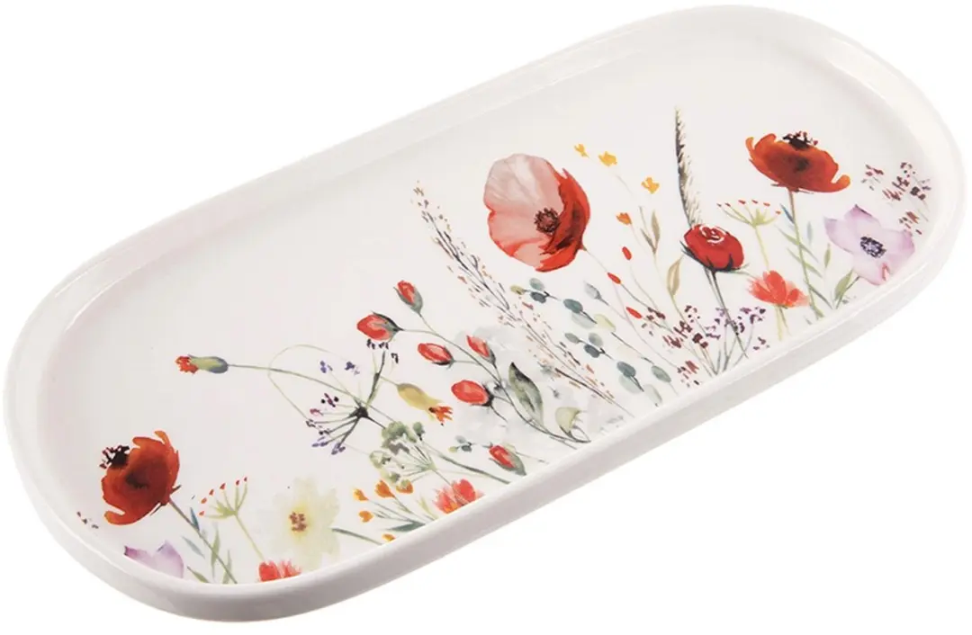 Orion Maki Porseleinen Serveerschaal 25x12cm - Ovaal - Wit/Veelkleurig