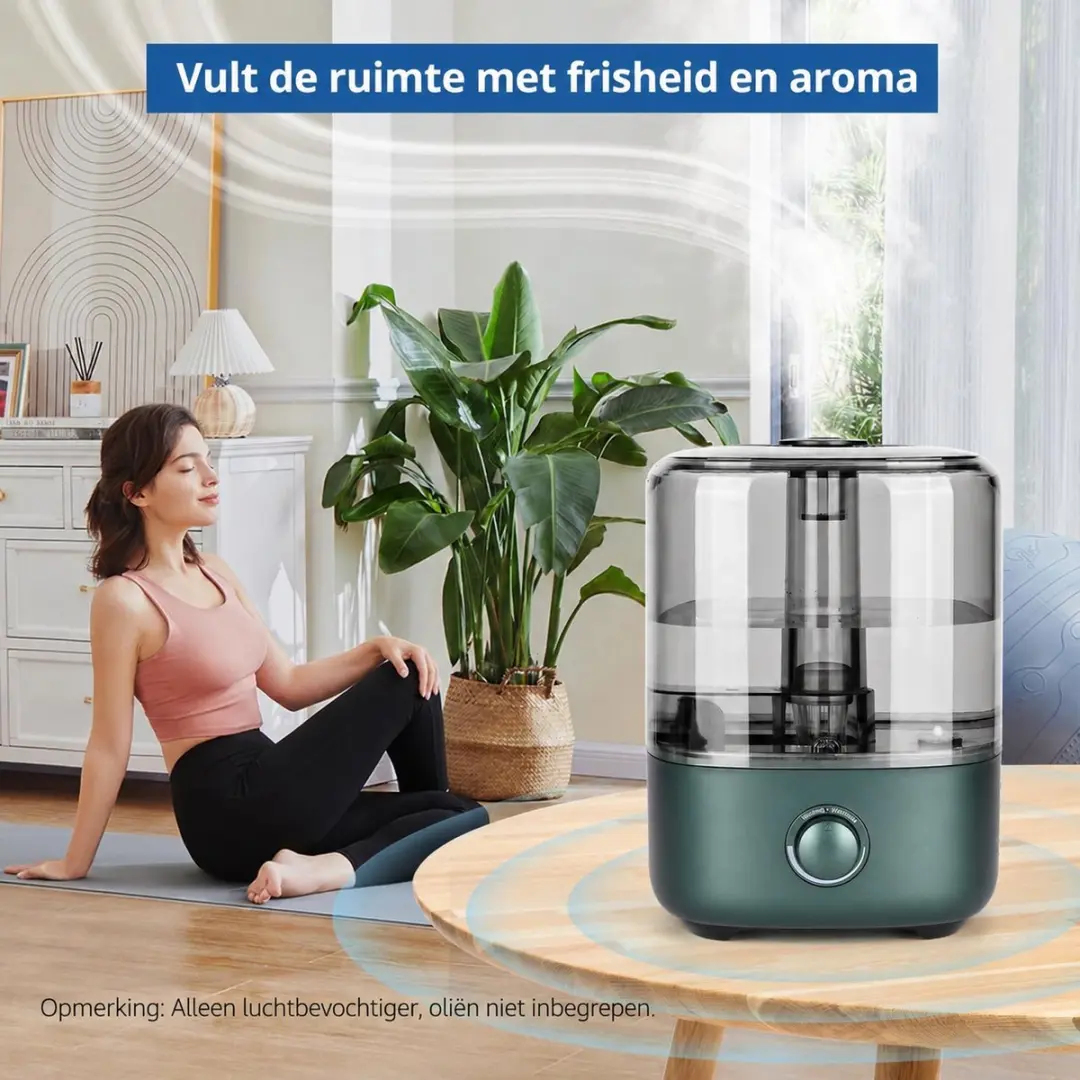 ECTEATOY Luchtbevochtiger 5L Ultrasoon - 30m² - Groente - afbeelding 5 van 6