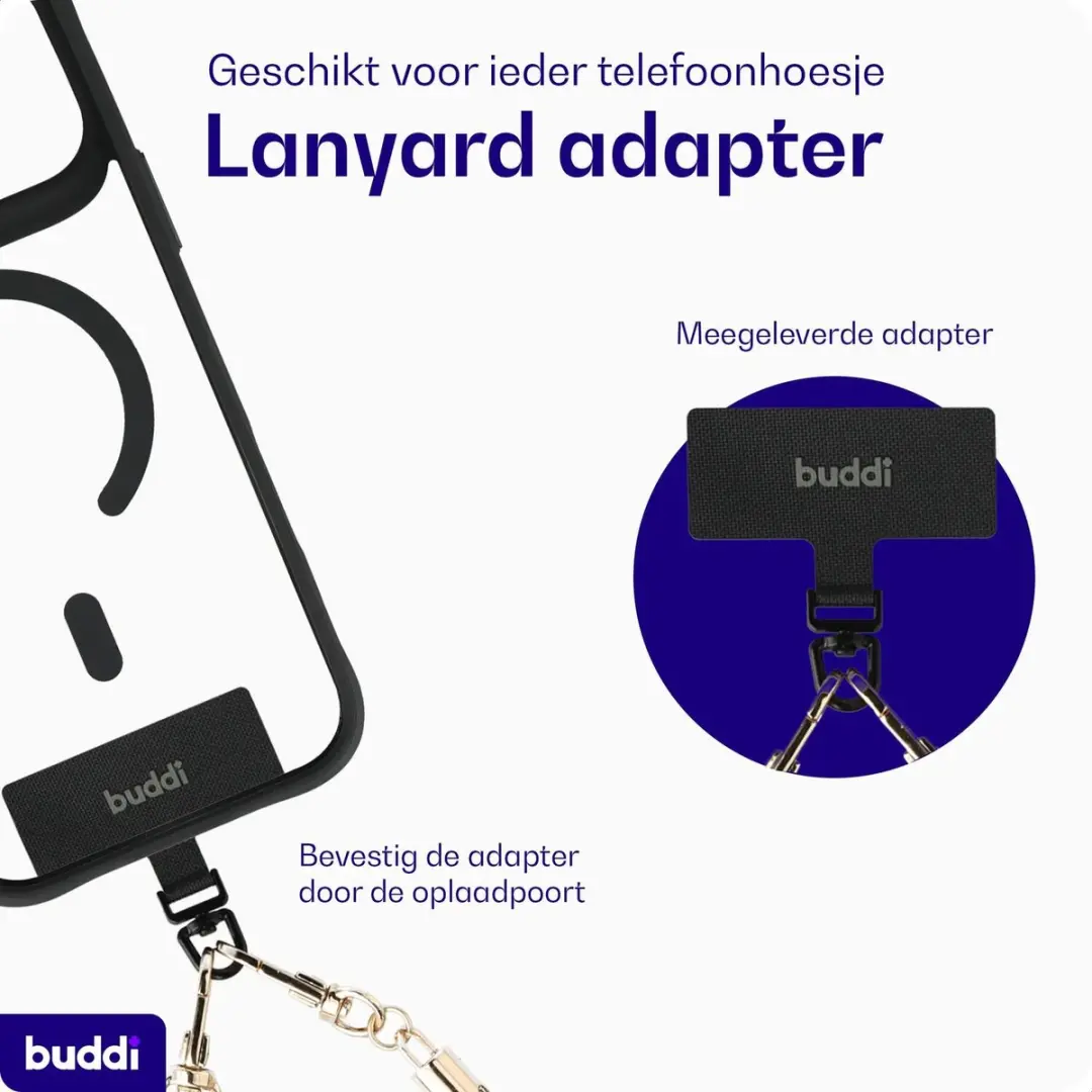 Buddi Nylon Pad Telefoonkoord Bevestigingsplaatje - Zwart