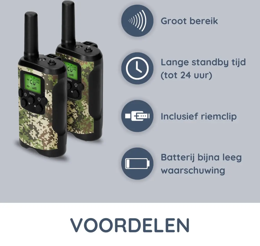Alecto FR115CAMO Walkie Talkie Set - 2 Stuks Camouflage - afbeelding 6 van 6