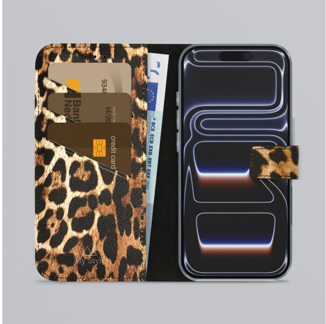My Style Flex Wallet iPhone 18 Pro - 3 Pasjes - Wild Leopard Beige