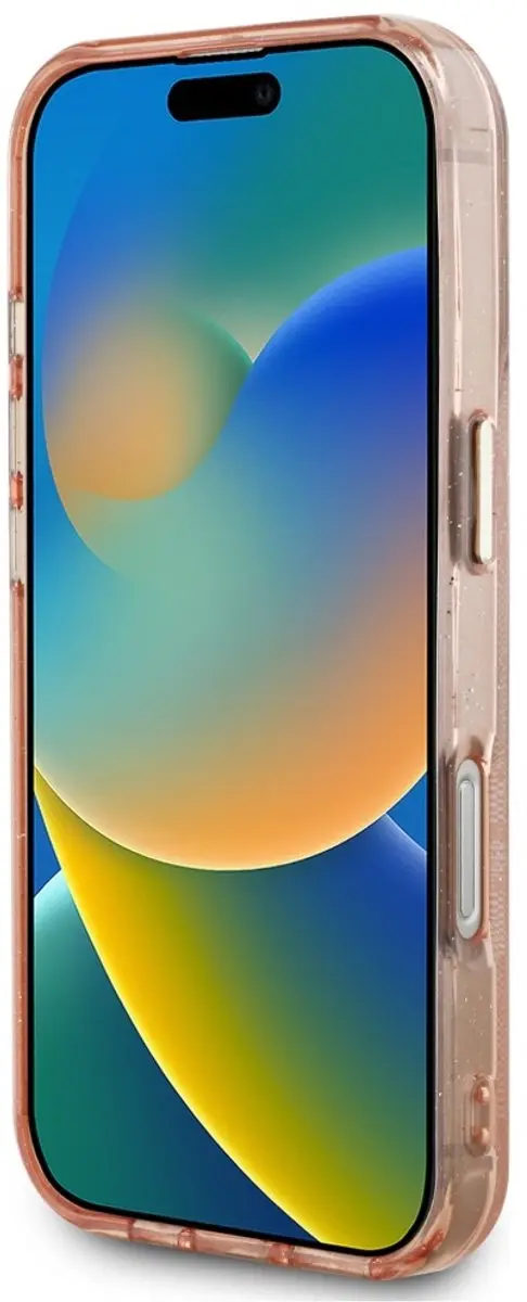 Guess Metal Glitter iPhone 16 Pro Hoesje - Roze