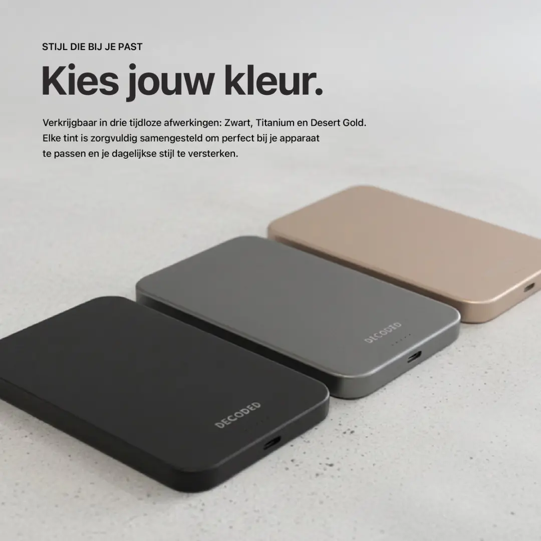 Decoded Ultra Slim Mag Powerbank DEC-PB5000M-TI - 5.000mAh - Titanium Grijs