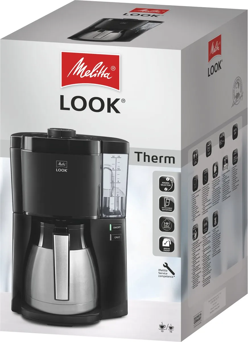 Melitta Look Therm 1025-12 Koffiezetapparaat 10 Kopjes - 1,25L - Zwart