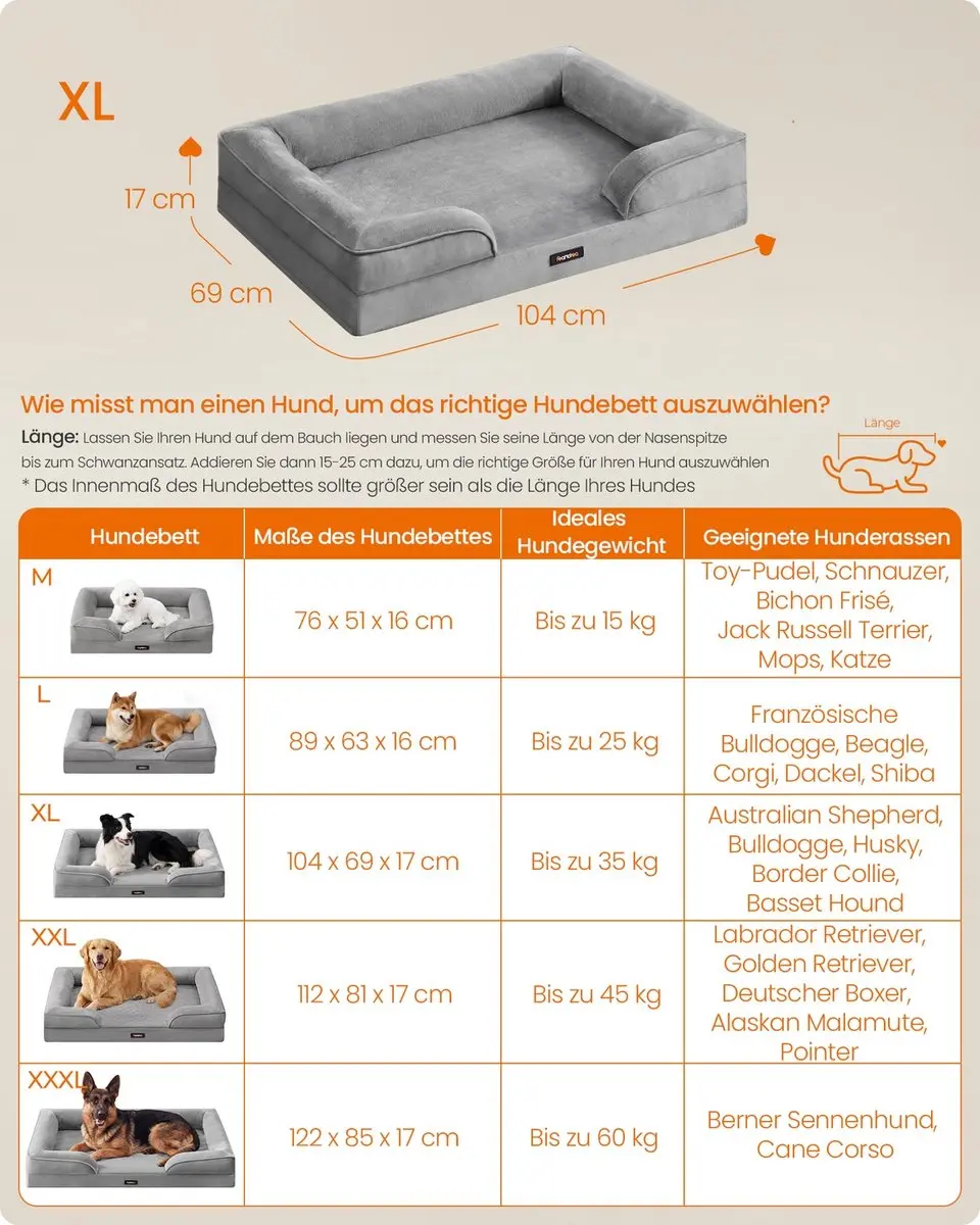 Songmics Orthopedisch Hondenbed 104x69x17cm - Duifgrijs - afbeelding 5 van 6
