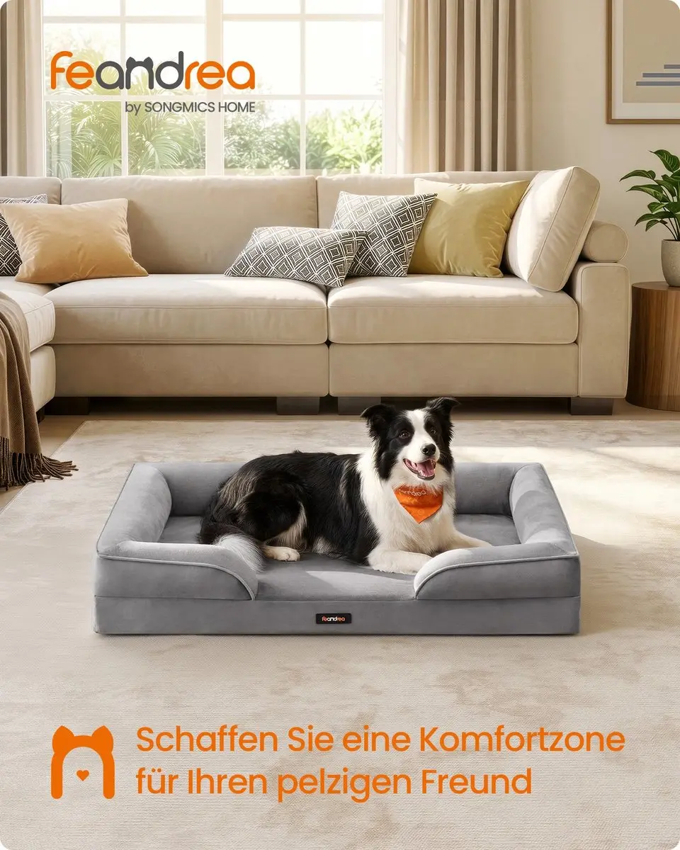 Songmics Orthopedisch Hondenbed 104x69x17cm - Duifgrijs - afbeelding 2 van 6