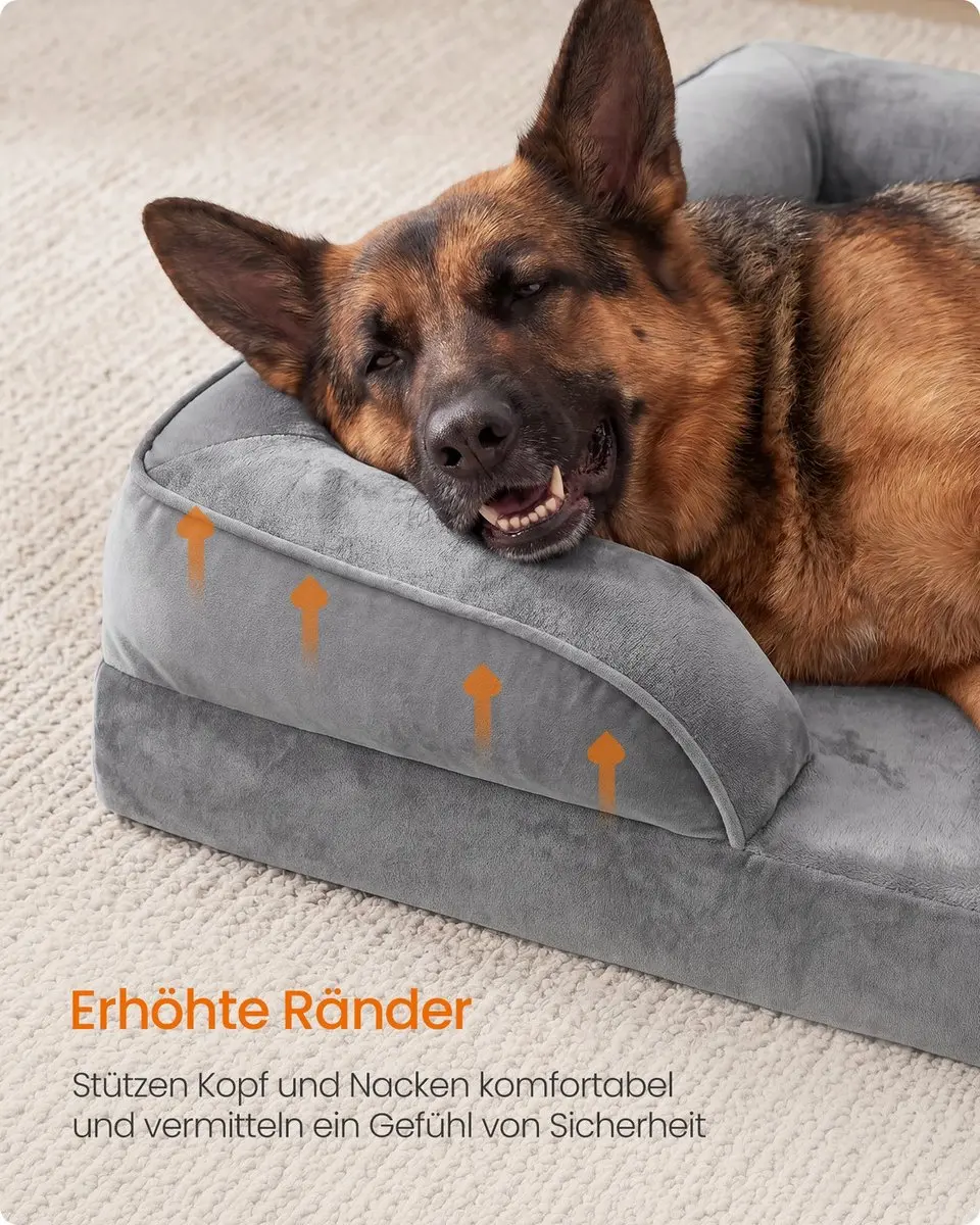 Songmics Orthopedisch Hondenbed 122x85x17cm - Duifgrijs