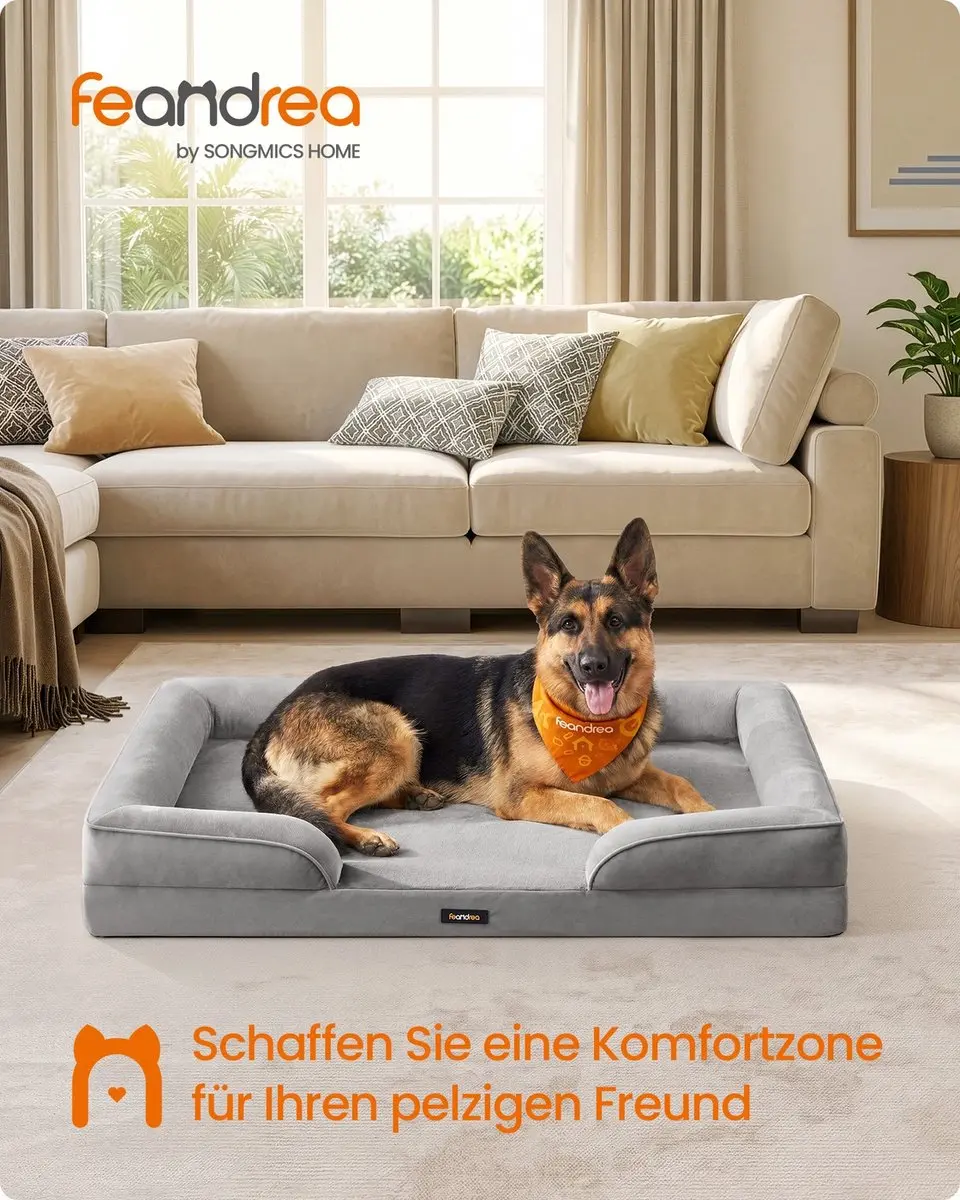 Songmics Orthopedisch Hondenbed 122x85x17cm - Duifgrijs
