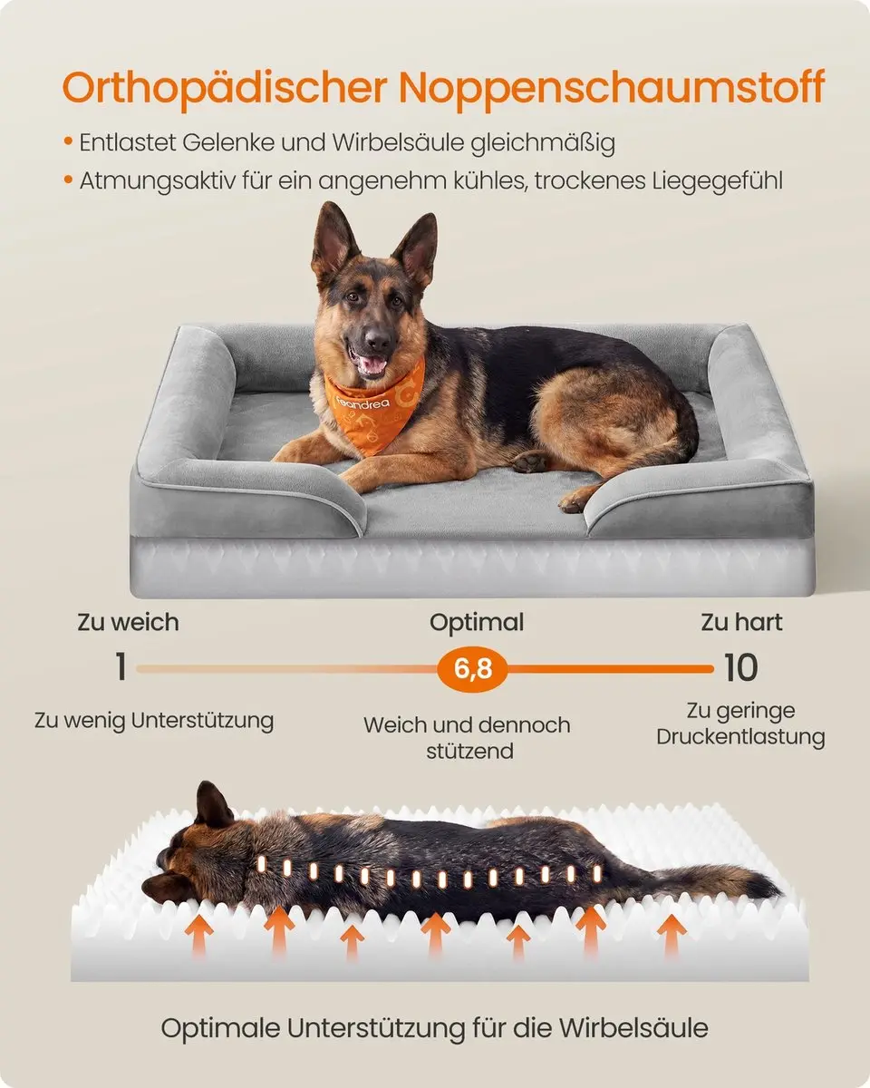 Songmics Orthopedisch Hondenbed 122x85x17cm - Duifgrijs