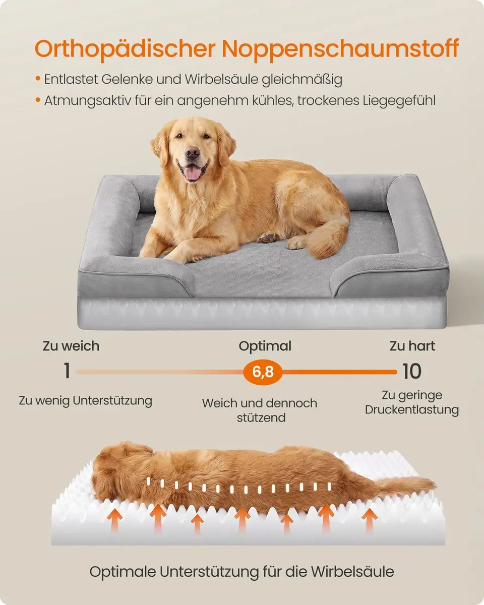 Songmics Orthopedisch Hondenbed 112x81x17cm - Grijs