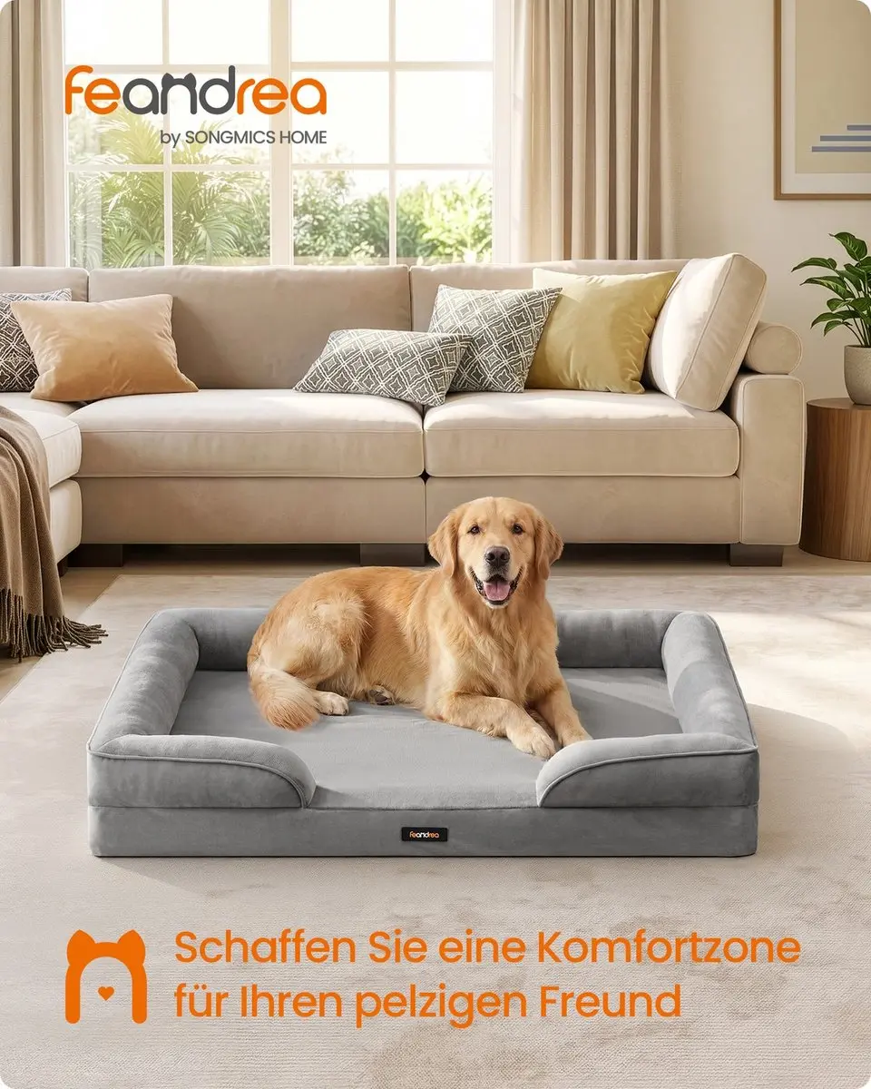 Songmics Orthopedisch Hondenbed 112x81x17cm - Grijs