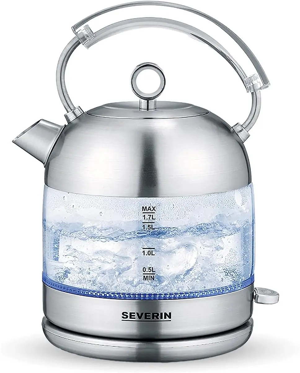 Severin WK 3459 Glazen Waterkoker 1,7L - 2400W - Zwart/RVS