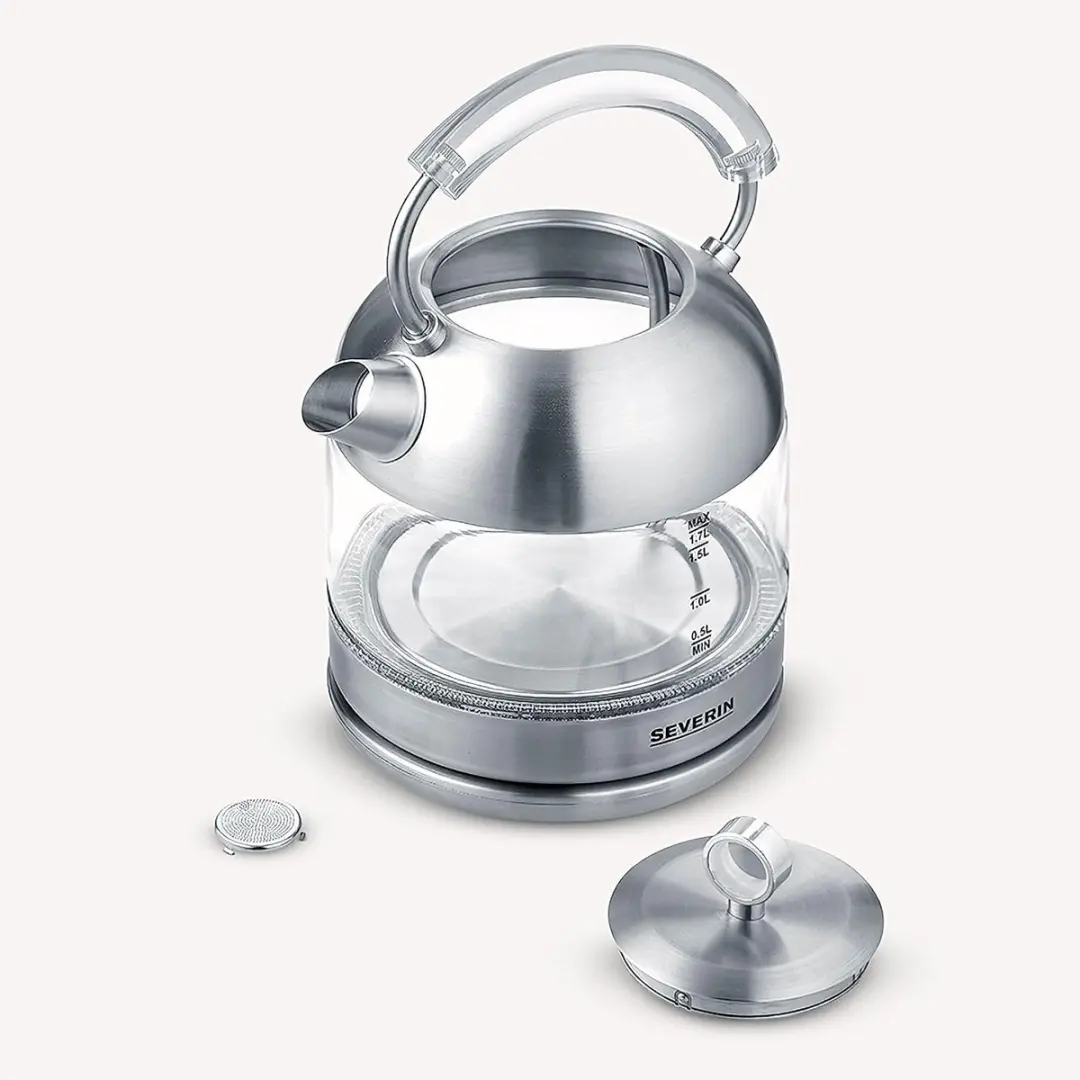 Severin WK 3459 Glazen Waterkoker 1,7L - 2400W - Zwart/RVS