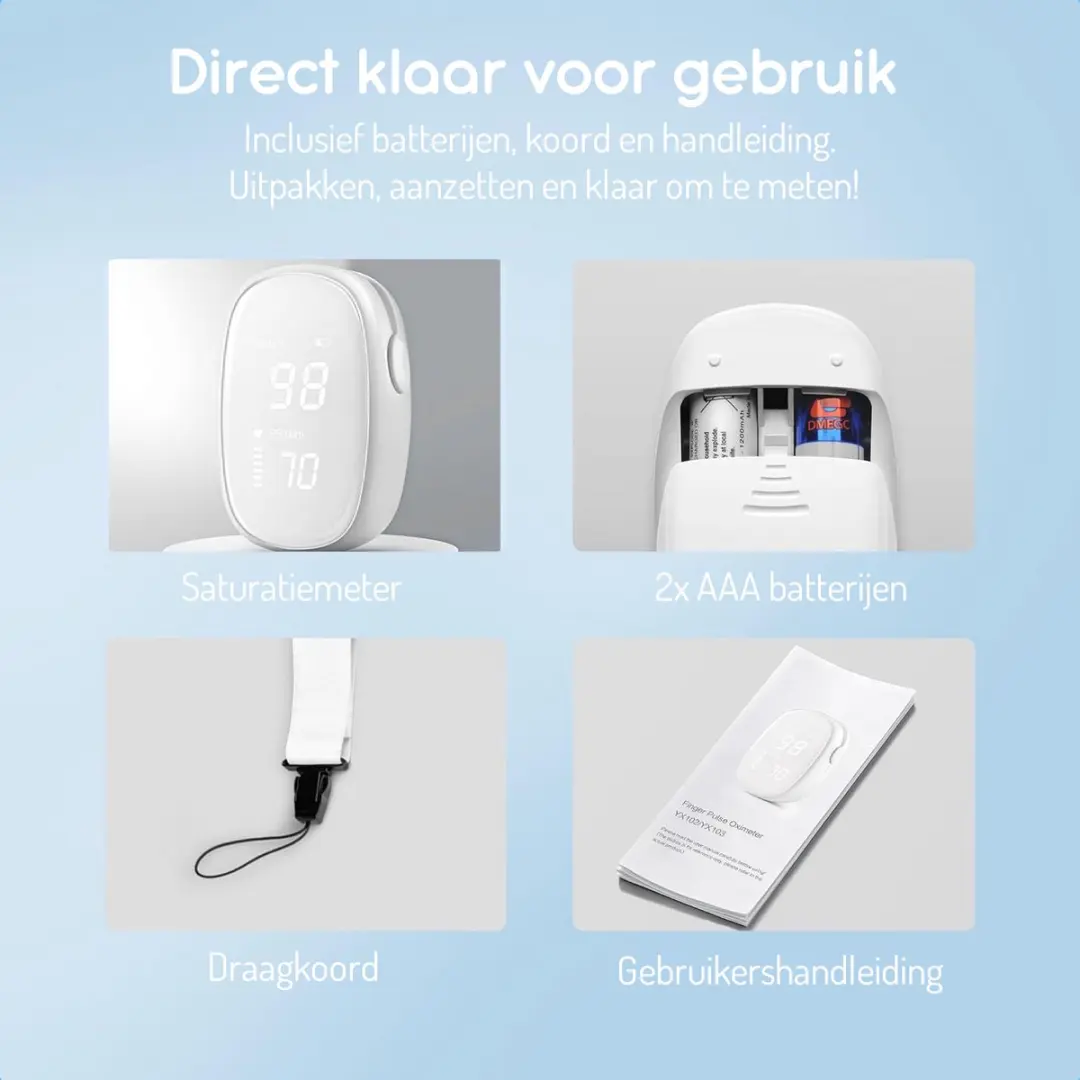 Romed Oximeter - Zuurstof & Hartslagmeter - 2x AAA