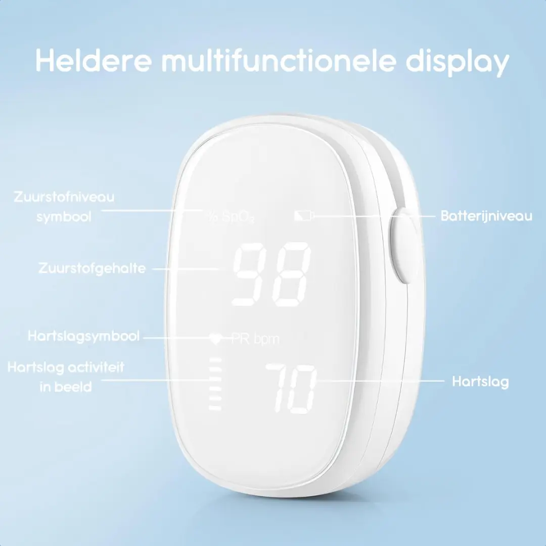 Romed Oximeter - Zuurstof & Hartslagmeter - 2x AAA