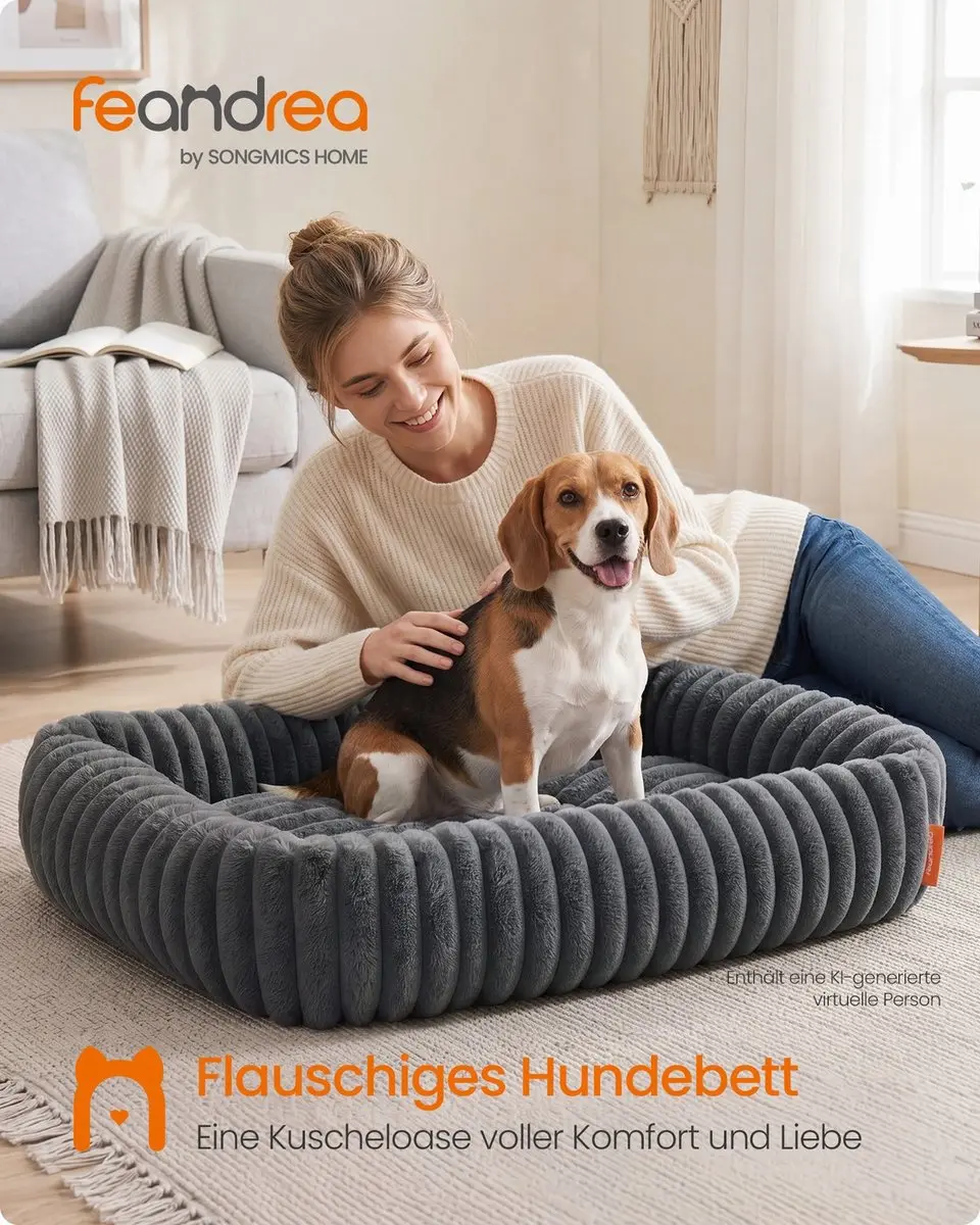 Songmics Hondenmand Orthopedisch 91x68x20cm - Loodgrijs