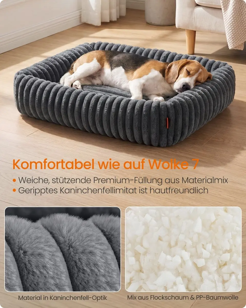 Songmics Hondenmand Orthopedisch 91x68x20cm - Loodgrijs