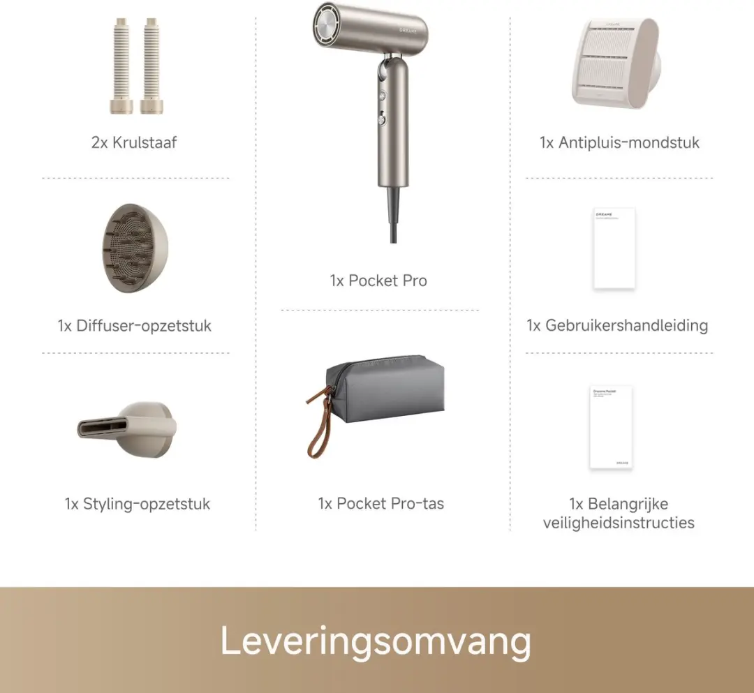 Dreame Pocket Pro 2 Haardroger 1300W - Gold - afbeelding 6 van 6