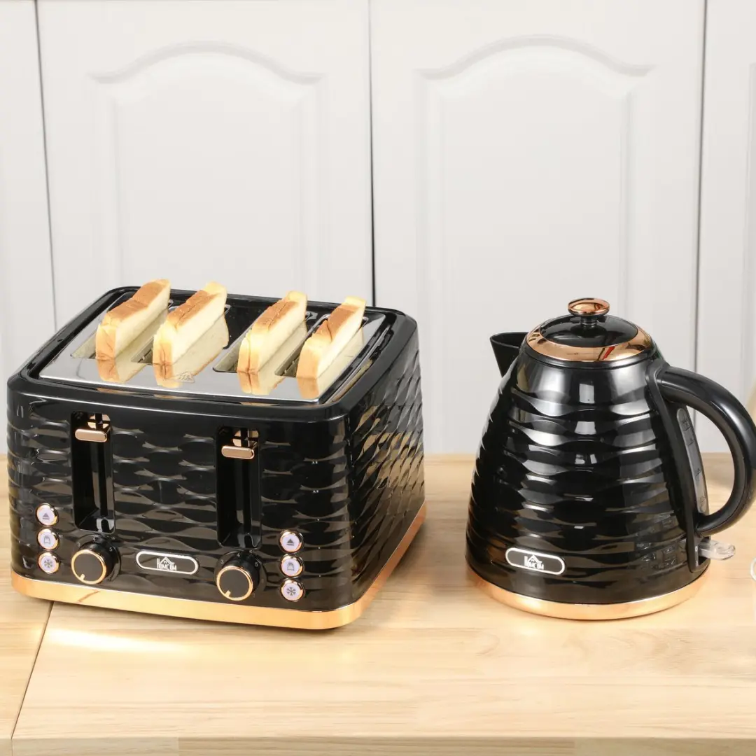 Homcom Toaster & Waterkoker Set 1850W - 24x19,5x23cm Zwart