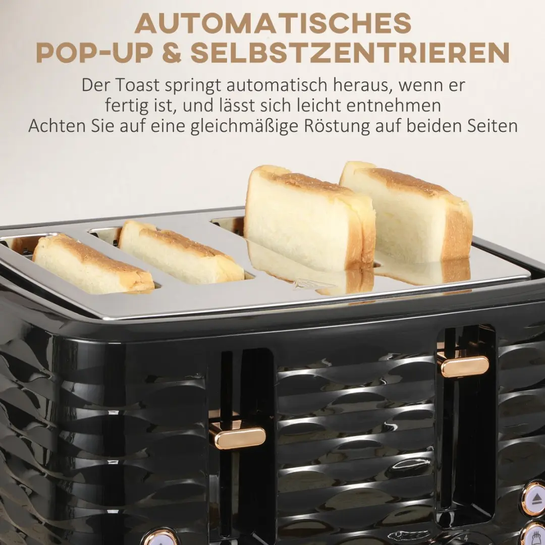 Homcom Toaster & Waterkoker Set 1850W - 24x19,5x23cm Zwart