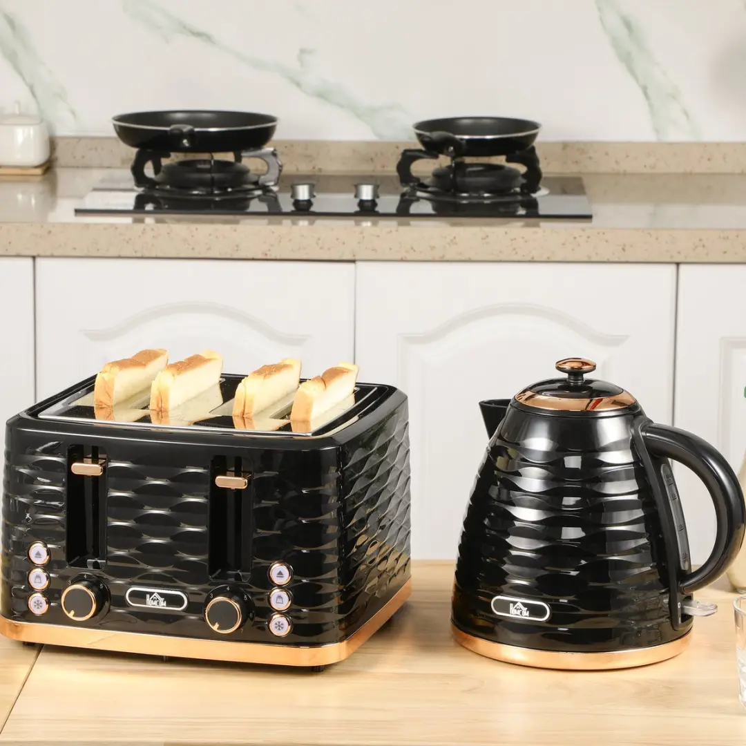 Homcom Toaster & Waterkoker Set 1850W - 24x19,5x23cm Zwart