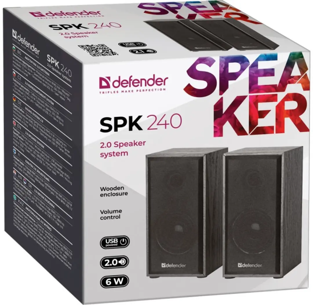 Defender SPK-240 USB Speaker Set 6W - Grijs-Zwart