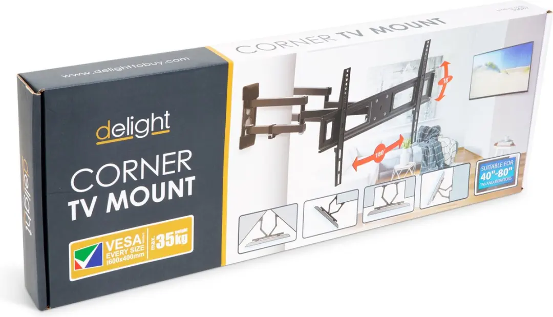Delight Hoek TV Beugel 39687 - VESA 600x400mm - 40-80" - Zwart