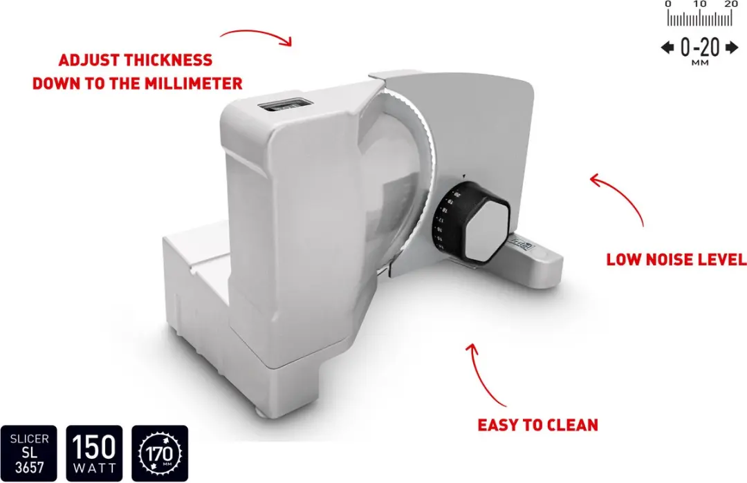 Fritel SL 3657 Snijmachine - 150W - Ø17cm - Inox/Zwart - afbeelding 6 van 6
