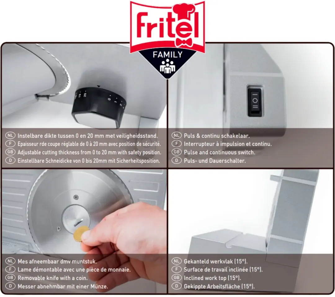 Fritel SL 3657 Snijmachine - 150W - Ø17cm - Inox/Zwart