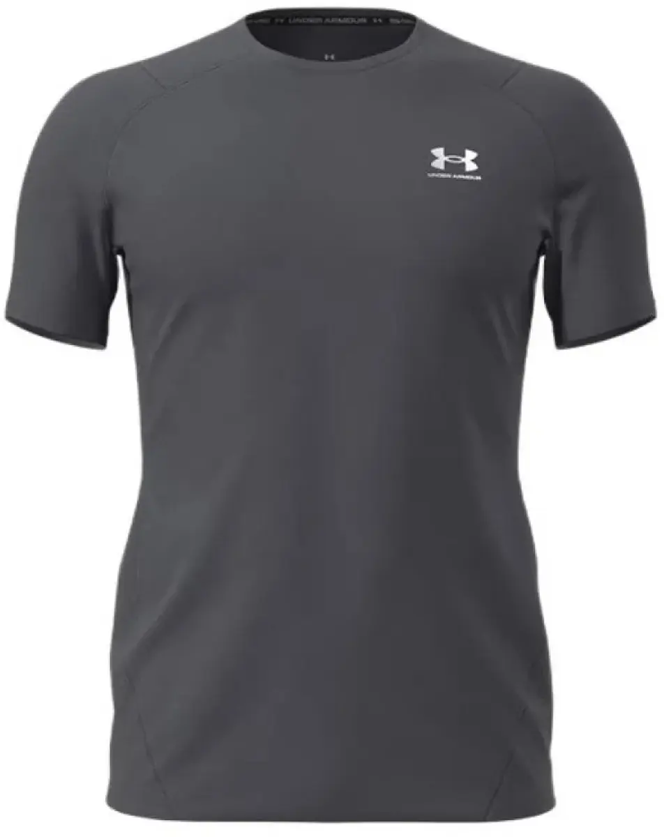Under Armour HG Armour Fitted SS Heren Sportshirt - Castlerock/Wit