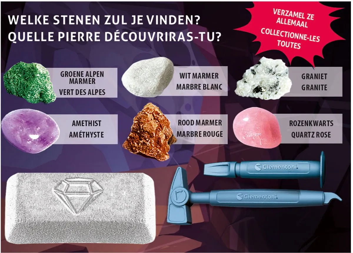Clementoni Wetenschap en Spel Op Zoek Naar Stenen en Mineralen 56201