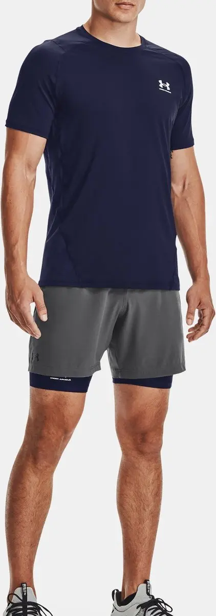 Under Armour HG Armour Fitted SS Heren Sportshirt - Midnight Navy/Wit - afbeelding 6 van 6